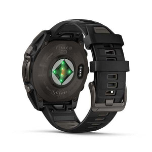 Garmin Fenix 8 47mm Solar Sapphire Carbon Gray DLC Titanium with Black/Pebble Gray Silicone Band