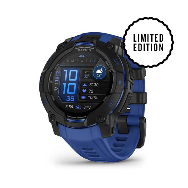 Garmin Instinct 3 AMOLED Black with Black/Bolt Blue Band - 45mm (Pre-order)