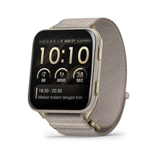 Load image into Gallery viewer, Garmin Venu X1 Soft Gold with Titanium Caseback and French Gray Nylon Band
