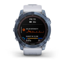 Load image into Gallery viewer, Garmin Fenix 7x Sapphire Solar Mineral Blue DLC Titanium with Whitestone Band

