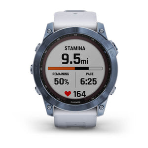 Garmin Fenix 7x Sapphire Solar Mineral Blue DLC Titanium with Whitestone Band