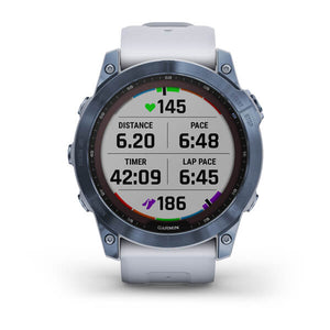 Garmin Fenix 7x Sapphire Solar Mineral Blue DLC Titanium with Whitestone Band